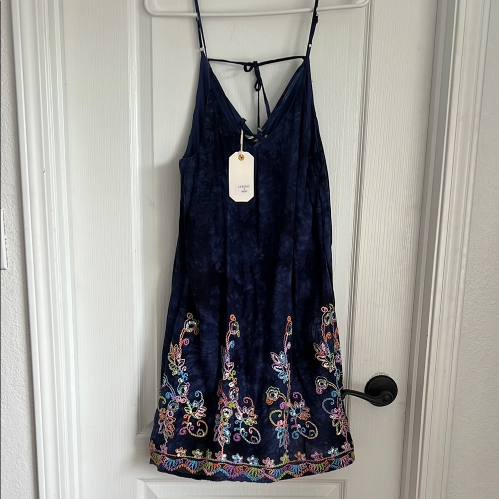 Loveriche Embroidered Navy Dress